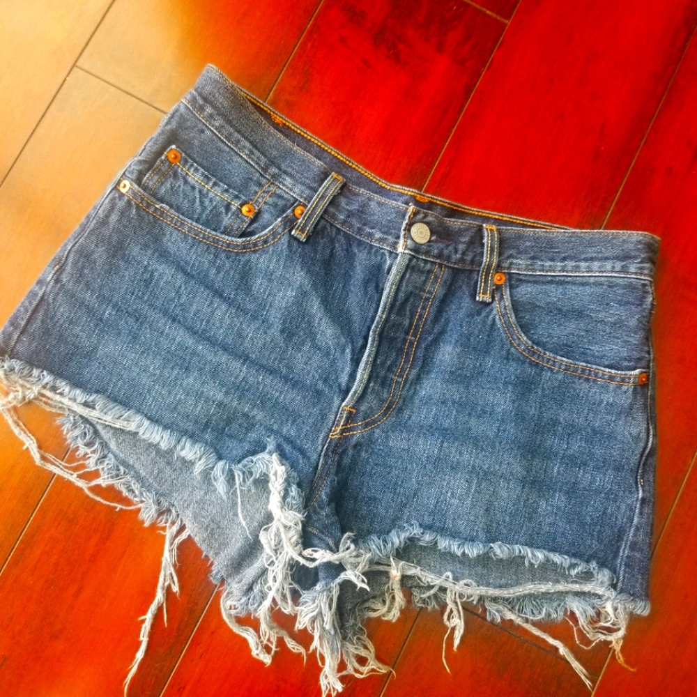 Levis high waisted jean shorts